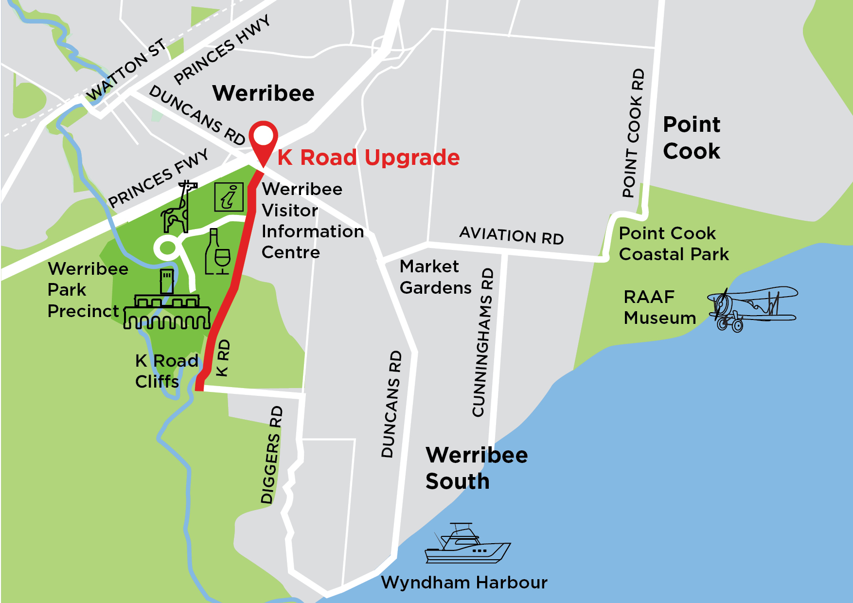 map showing location of construction works on K Road