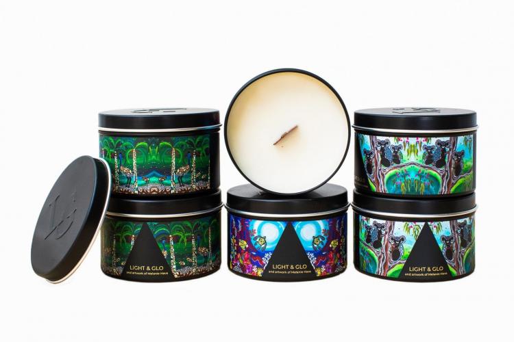 Wood Wick Candle with Native Artwork