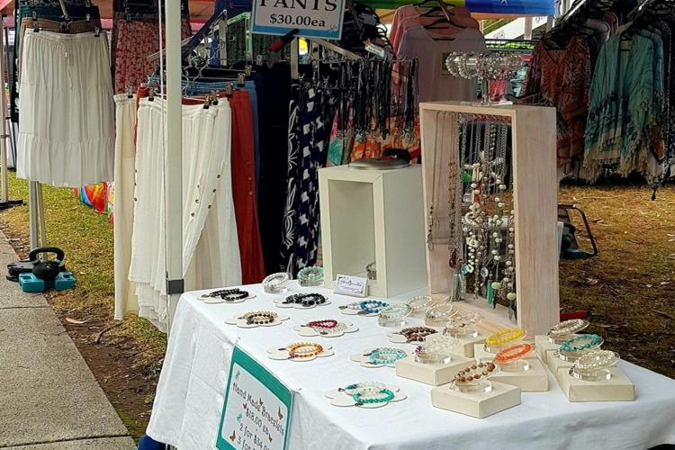 Chris Jewels jewellery on a table at a market stall