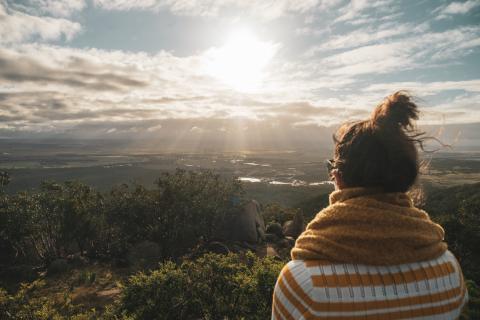 Sofia Levin looking our over You Yangs at Flinders Peak